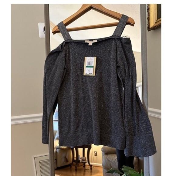 Michael Kors Women’s Gray Cold Shoulder Sweater Knit Top Long Sleeve Size L - Picture 3 of 7